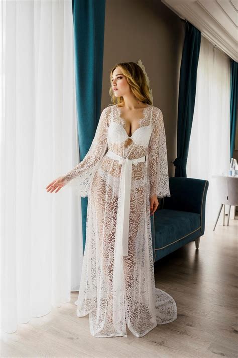 lace robe with train long lace robe maxi bridal robe sheer etsy long lace robe lace dress