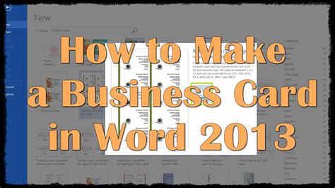 If you are switching jobs, make sure that the business card has updated information. How to Make a Business Card in Word 2013 - YouTube