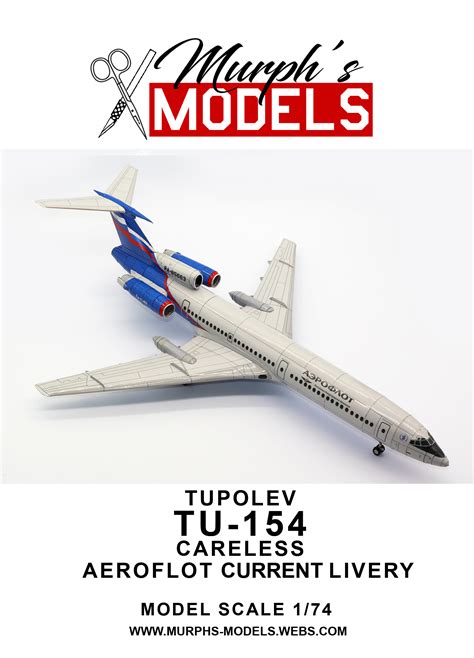 174 Tupolev Tu 154 Careless Aeroflot New Livery Paper Model