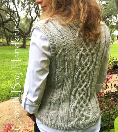 Knitting Pattern Womens Vest Knitting Pattern Waistcoat Women Cables Aran Weight Knit Cabled