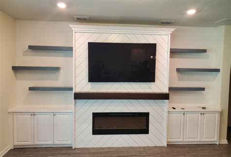 Custom Built White Wall Unit With Dimplex Electric Fireplace