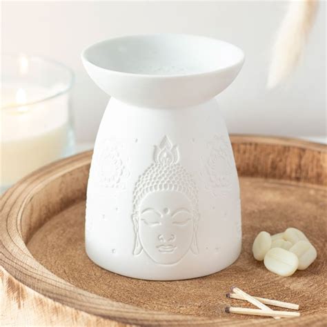White Ceramic Buddha Face Oil Burner Something Different Wholesale