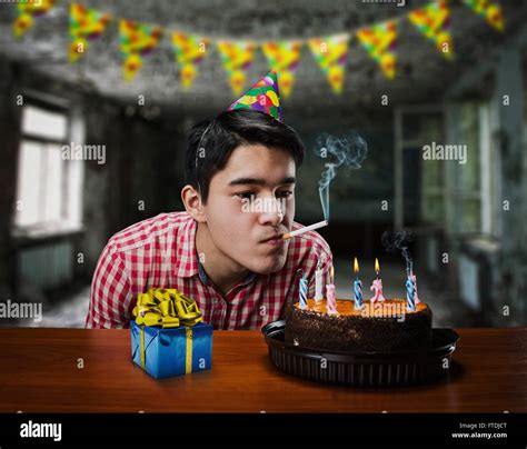 Birthday Boy Smoking Stock Photo Alamy