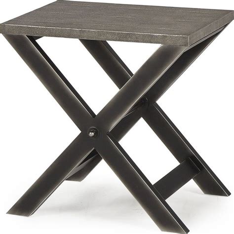 Resource Decor Stanley Side Table Faux Shagreen Industrial Side