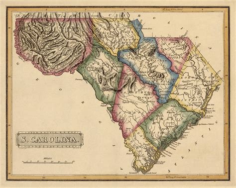 Antique Map Of South Carolina By Fielding Lucas Circa 1817 Drawing By