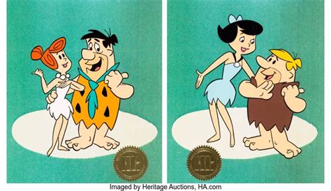 The Flintstones Fred And Wilma Barney And Betty Publicity Cels Hanna