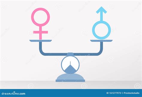 Balanced Scales With Male And Female Gender Symbols Stock Illustration