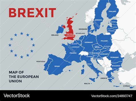 Poster Map European Union With Country Royalty Free Vector