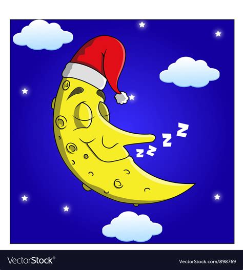 Sleeping Moon Cartoon Royalty Free Vector Image