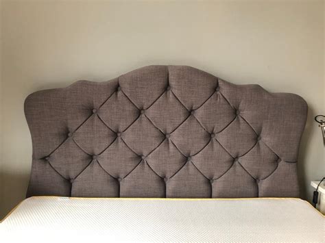 Grey Linen Quilted Headboard For Double Bed In Carlton
