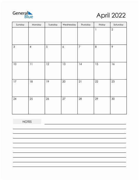 April 2022 Monthly Calendar Pdf Word Excel