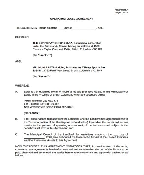 lease agreement templates  restaurant cafe