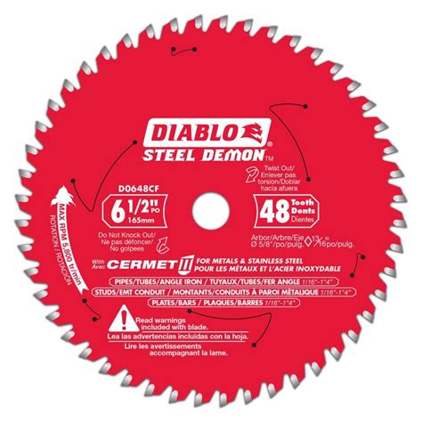 Diablo Steel Demon 6 12 Inch X 48 Tooth Carbide Tipped Circulartrim Saw Blade For Metal