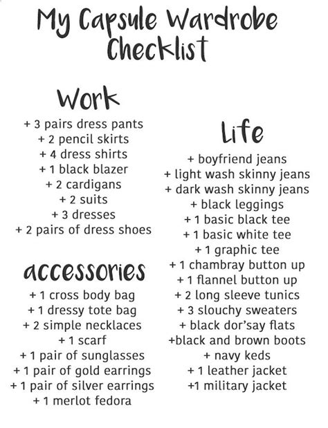 capsule wardrobe checklist capsule wardrobe checklist fashion