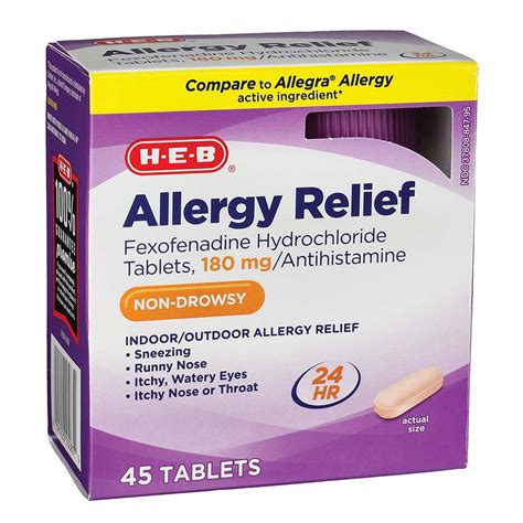 H E B Allergy Relief Fexofenadine 180 Mg Tablets Shop Sinus And Allergy