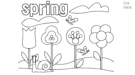 Easy Spring Season Drawing For Kids How To Draw A Simple Cartoon