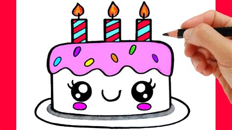 How To Draw A Cute Birthday Cake Kawaii Dibujos Kawaii Desenhos
