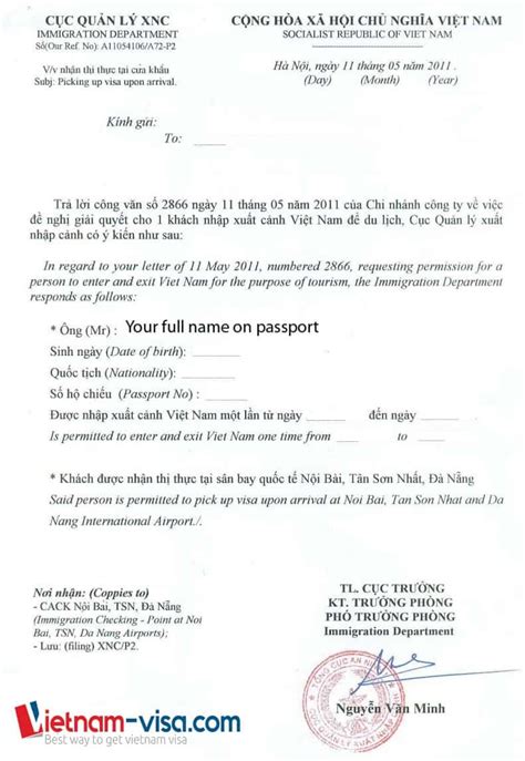 Vietnam Visa Approval Letter Updated Details 2022
