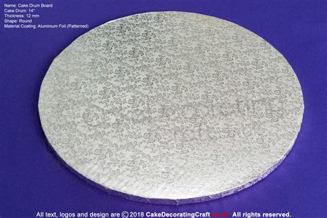 14 Inch Cake Drum Round 12 Mm Silver Strong Base Premium Quality