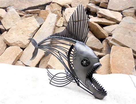 Metal Sculpture Predatory Fish Steampunk Fish Art Fish Etsy