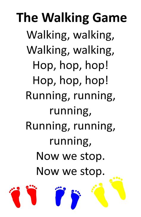 Itty Bitty Activity Or Rhyme The Walking Game Sung To The Tune Of