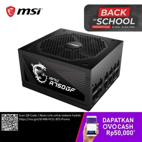 Promo Psu Msi Mpg A750gf 750 Watt 80 Gold Full Modular Power Supply