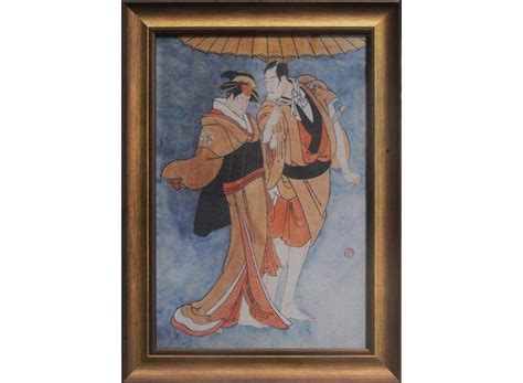 Japanese Painting Framed Wall Decor Japanese Couple W36xh58cm Fine Asianliving