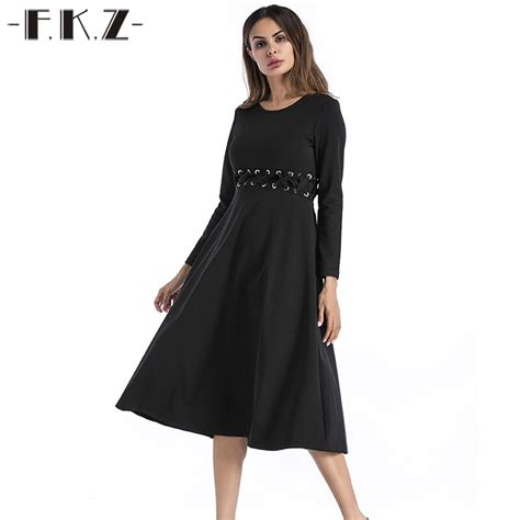 Fkz New Yeay Party Dress Black Solid Color A Line Long Dresses Elegant Winter Warm Vestidos