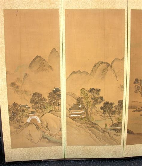 Painted Rice Paper And Wood Screen Byobu For Sale At 1stdibs Rice