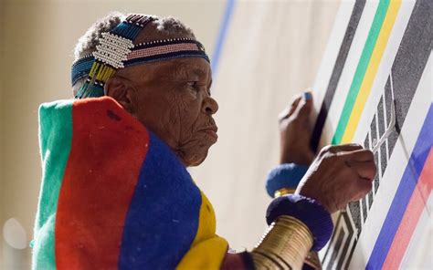 Ndebele Artist Mahlangu Uses Bold Colors Striking Graphics To Honor