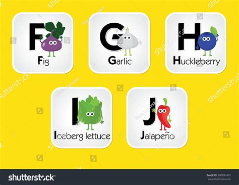 Fruit Vegetable Alphabet Abc Chart Kids เวกเตอร์สต็อก ปลอดค่า