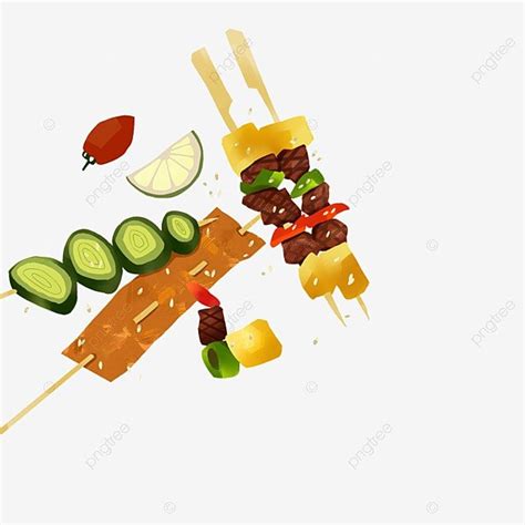 Lamb Skewers Delicious Night Snack Barbecue PNG Transparent Clipart