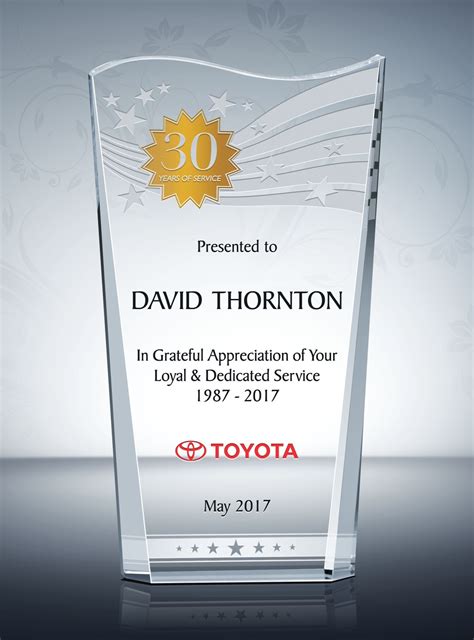 David Thornton Award Plaques Crystal Awards Service Awards Trophies