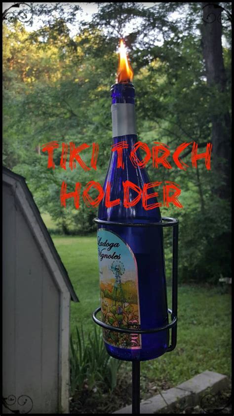 Wine Bottle Tiki Torch Blacksmith Made Holder Onlyfree Shipping Etsy