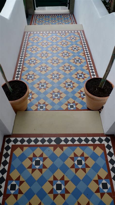 Victorian Multi Coloured Mosaic Garden Tile Path In Greenwich London