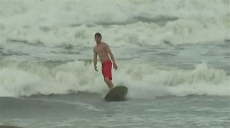 Galveston Surfer Takes Advantage Of Hurricane Harveys Big Waves