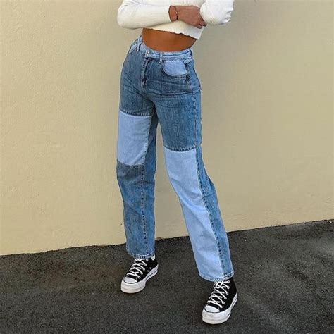 Katya Patchwork Jean Aesthetic Clothes Cute Casual Outfits Streetwear Fashion