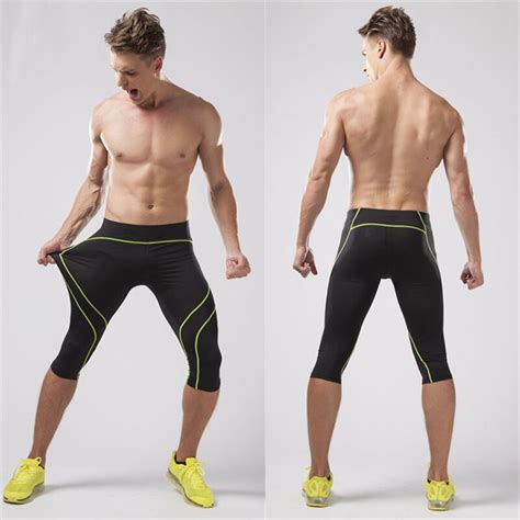 compression running pants men s 3 4 jogging pants gym clothing sports tights fitness legging