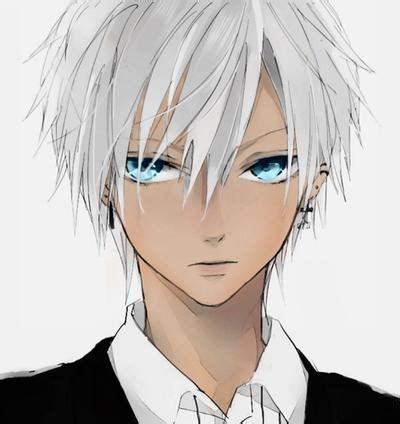 Often anime girls don't have purely white hair. White haired anime guy by teafarts on DeviantArt