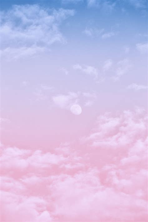 Download Moon Blue And Pink Cloud Aesthetic Wallpaper
