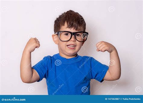 Portrait Of Little Nerdy Boy Is Wearing Glasses Stock Image Image Of