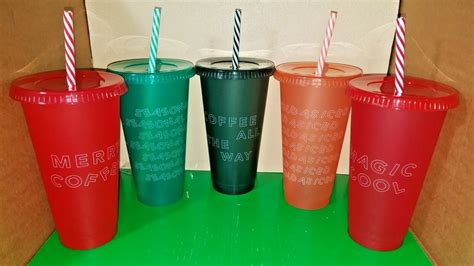 New Starbucks 2019 Holiday Reusable Cold Cups W Straws