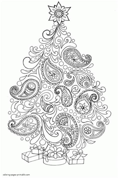 You can also print out these sheets on stock paper to create a christmas card. Difficult Christmas Tree Coloring Page || COLORING-PAGES ...