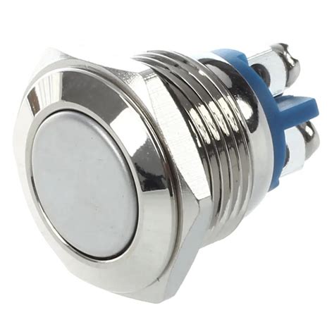 16mm Flush Mounted Momentary Spst Stainless Round Push Button Switch In
