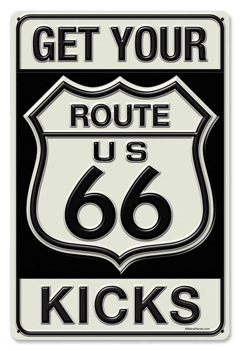 Route 66 Kicks Vintage Metal Sign