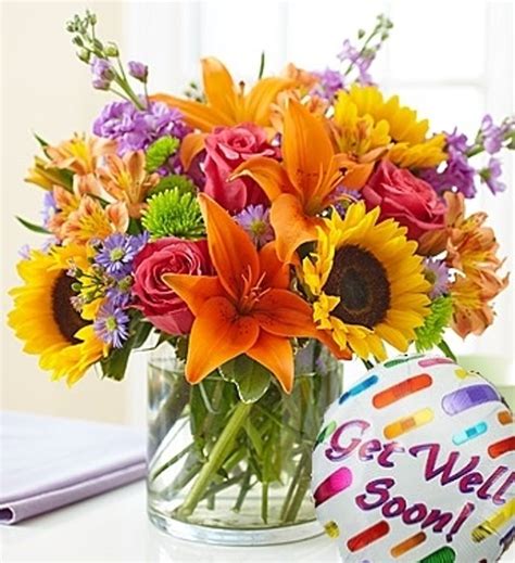 Hope you feel better soon! Floral Embrace with Get Well Soon Balloon - Carithers ...