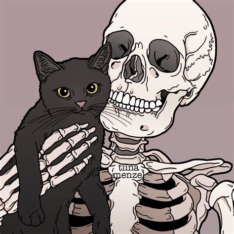 🖤🐱 Blackcat Catandskeleton Catfriend Skeleton Art Cat Art Black Cat