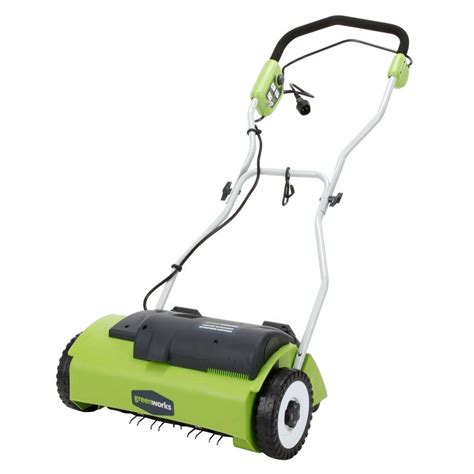 Push the rake tines deeply down through a convex or dethatching rake is better than a regular leaf rake for dethatching a lawn. Greenworks Lawn Equipment 14 in. 10-Amp Dethatcher GW27022 | ShopYourWay