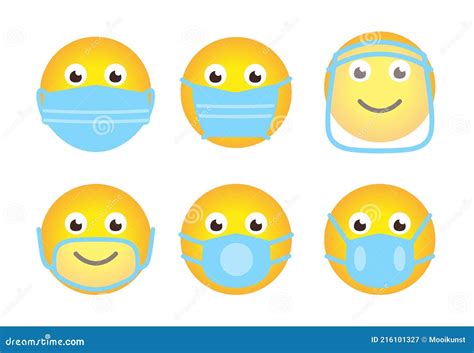 Face Emoji In Medical Mask Icon Covid Vector Set Stock Vector