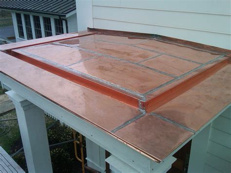 Flat Seamed Copper Porch Roof With Built In Gutter Copper Roofs